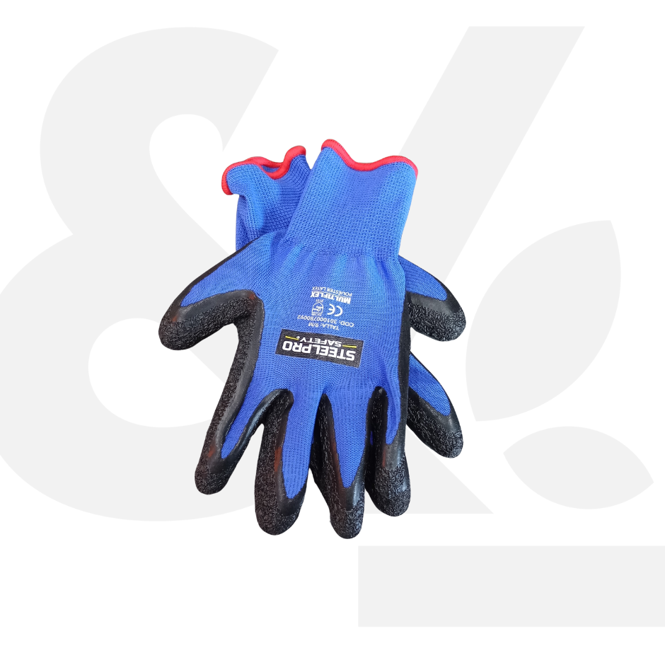 Guante de Latex Multiflex Polyester Azul Steel Pro