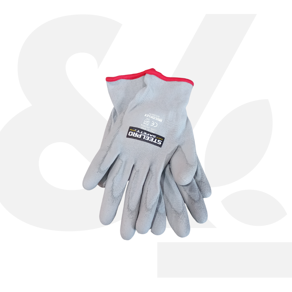 Guantes Multiflex Nilon en Pu Gris Talla- M