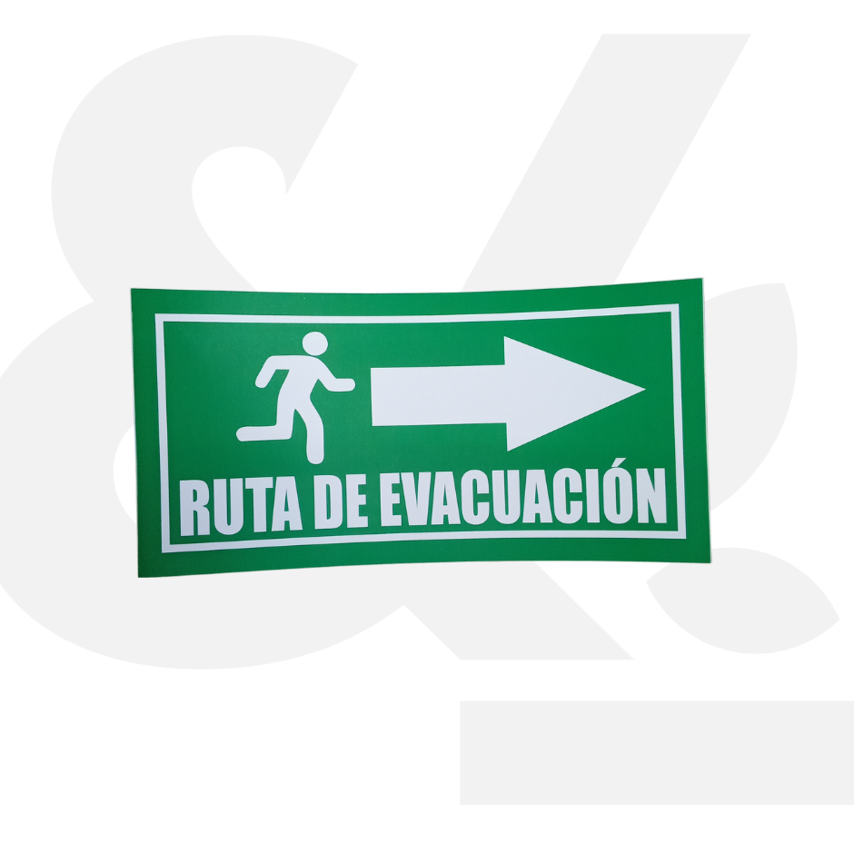 Señalización en PVC "Ruta de Evacuación Derecha"